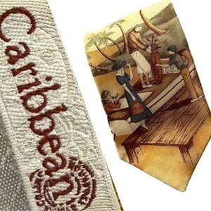 Caribbean Tie Yellow Novelty Vtg Golf  60” x 4”